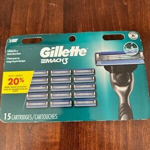 Gillette Mach3 Men's Razor Blade Refills 15 Cartridges New Sealed
